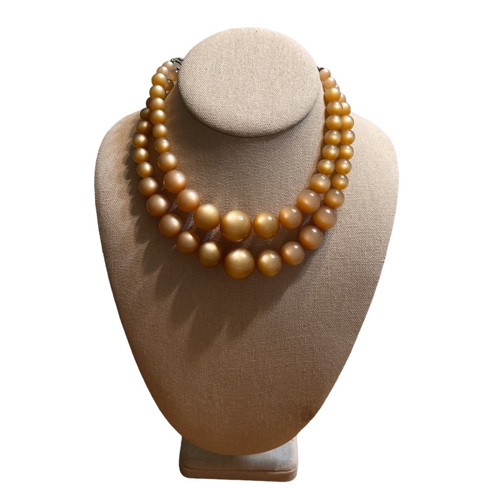 Vintage Double Strand Peach Moonstone Necklace